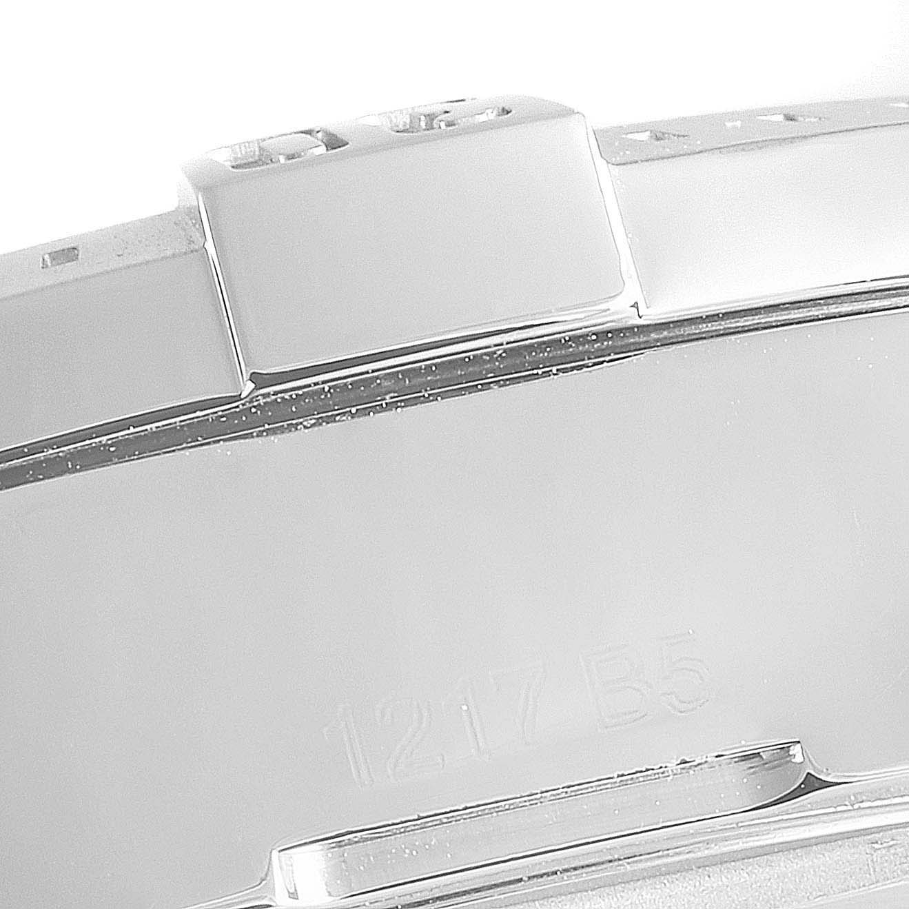 This image shows a close-up angle of the clasp and bracelet of the Breitling Colt A17388 Men's Stainless Steel White Dial A17388 Men's Stainless Steel White Dial watch, featuring engraved numbers.