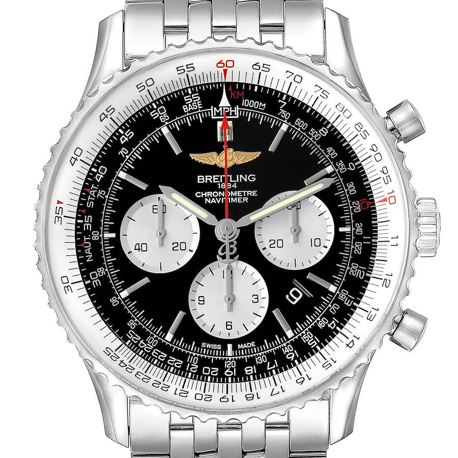Breitling Navitimer 01 46mm Black Dial Steel Mens Watch AB0127 Box Card SwissWatchExpo
