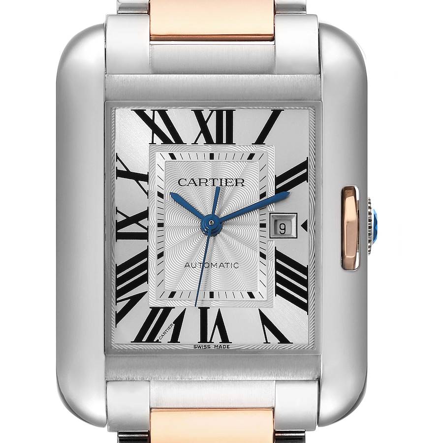 Cartier Tank Anglaise Large Steel Rose Gold Mens Watch W5310037 Box Papers SwissWatchExpo