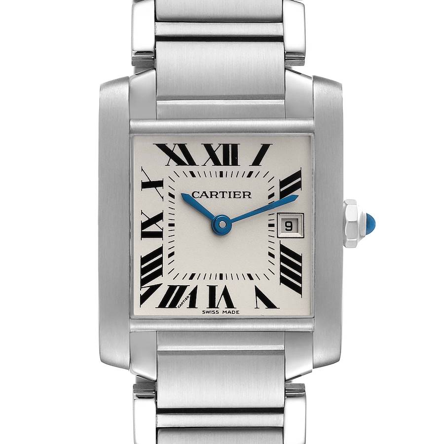 Cartier Tank Francaise Midsize Silver Dial Steel Ladies Watch W51011Q3 SwissWatchExpo