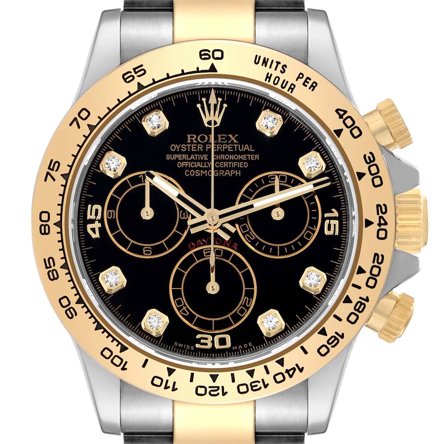 Rolex Daytona Steel Yellow Gold Black Diamond Dial Mens Watch 116503 Box Card SwissWatchExpo
