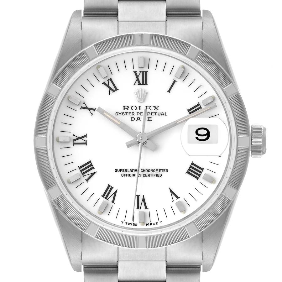Rolex Date White Dial Oyster Bracelet Steel Mens Watch 15210 SwissWatchExpo