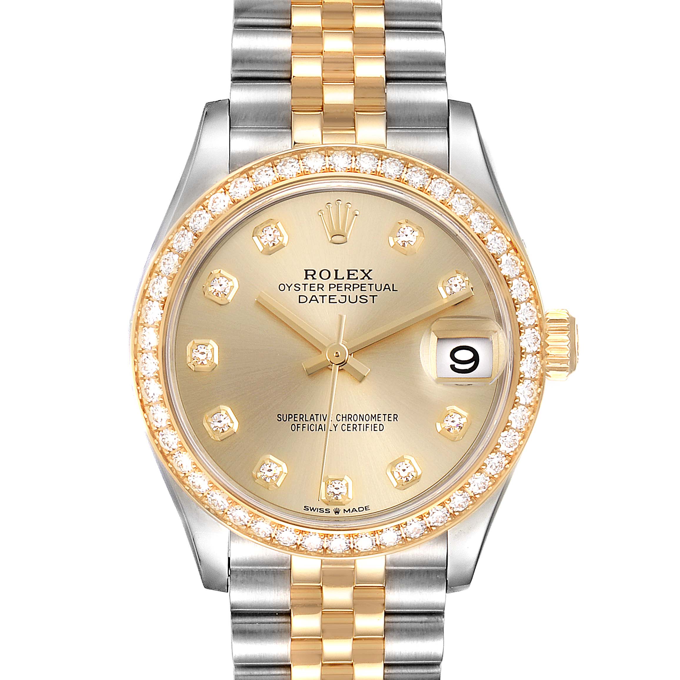 Rolex Datejust 31 Midsize Steel Yellow Gold Diamond Ladies Watch 278383 ...
