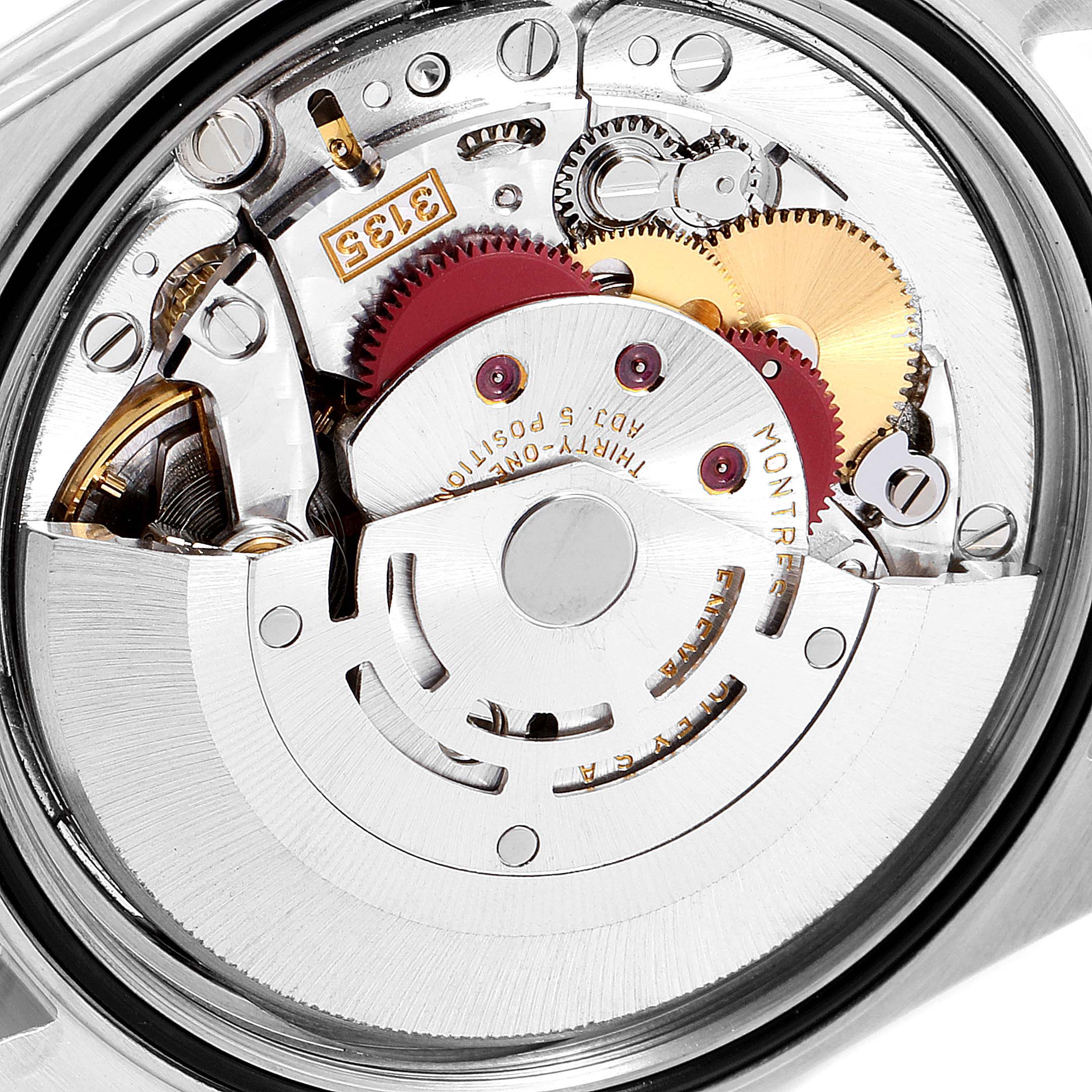 This image shows the internal mechanism of a Rolex Datejust 16234 Men's Stainless Steel Blue Dial 16234 Men's Stainless Steel Blue Dial watch, viewed from the back.