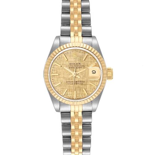 Photo of Rolex Datejust Steel Yellow Gold Champagne Linen Dial Ladies Watch 69173