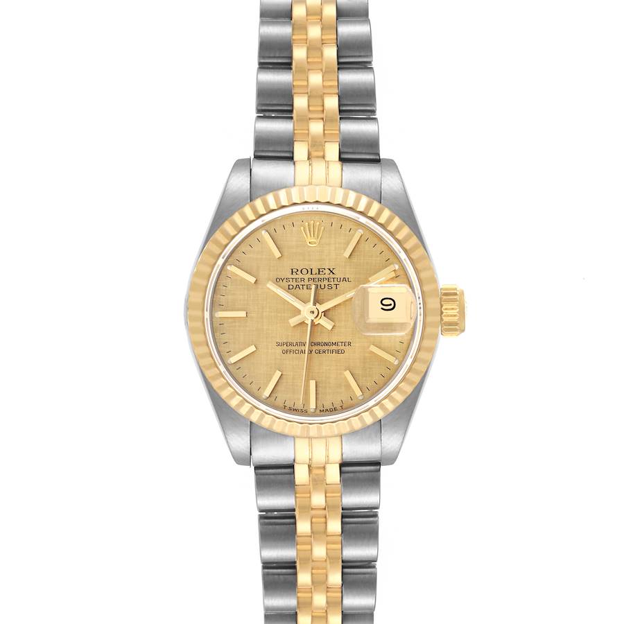 Rolex Datejust Steel Yellow Gold Champagne Linen Dial Ladies Watch 69173 SwissWatchExpo