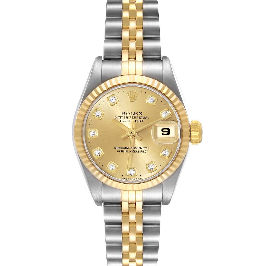 Rolex Datejust Steel Yellow Gold Diamond Dial Ladies Watch 69173 SwissWatchExpo