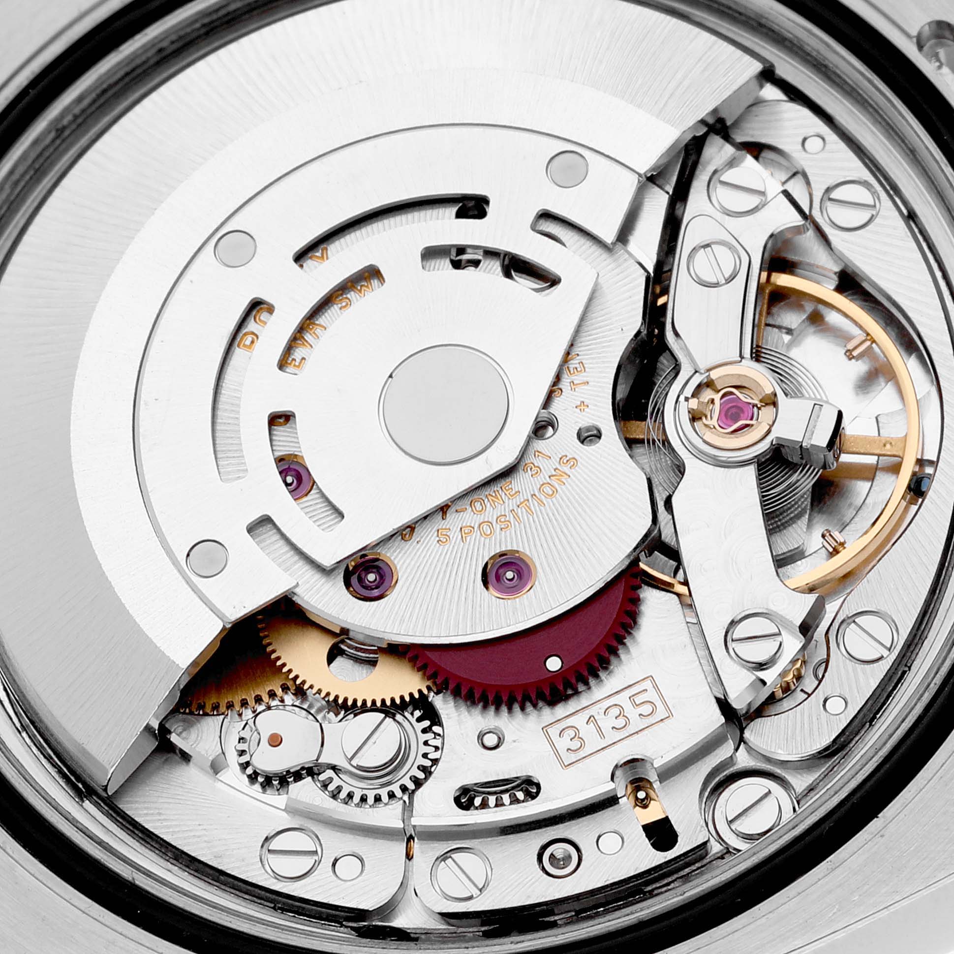 The image shows an interior view of the Rolex Turn-o-Graph 116264 Men's Stainless Steel Blue Dial 116264 Men's Stainless Steel Blue Dial watch, focusing on its intricate movement mechanism.