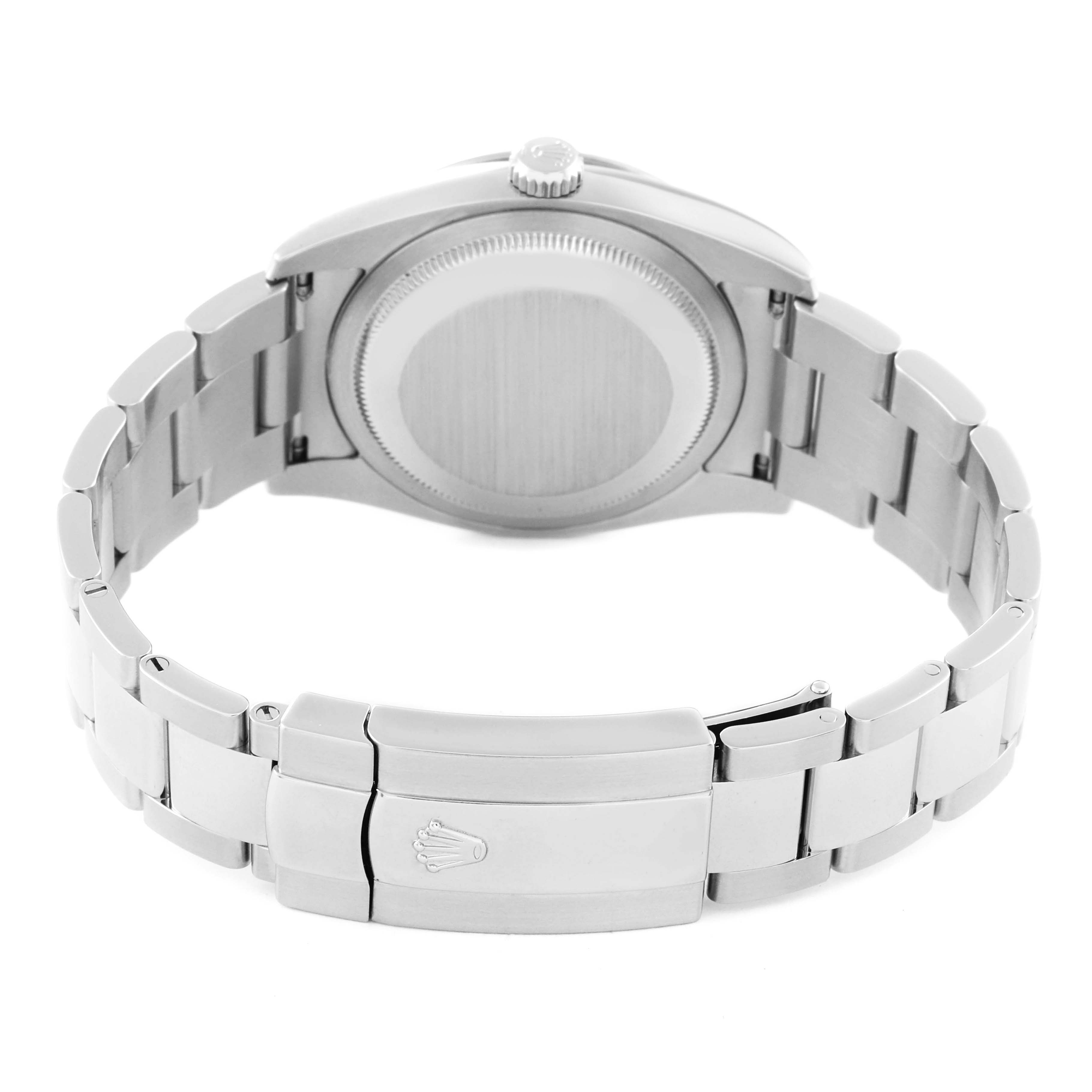 The image shows the back and clasp of a Rolex Turn-o-Graph 116264 Men's Stainless Steel Blue Dial 116264 Men's Stainless Steel Blue Dial watch, highlighting its bracelet and caseback.