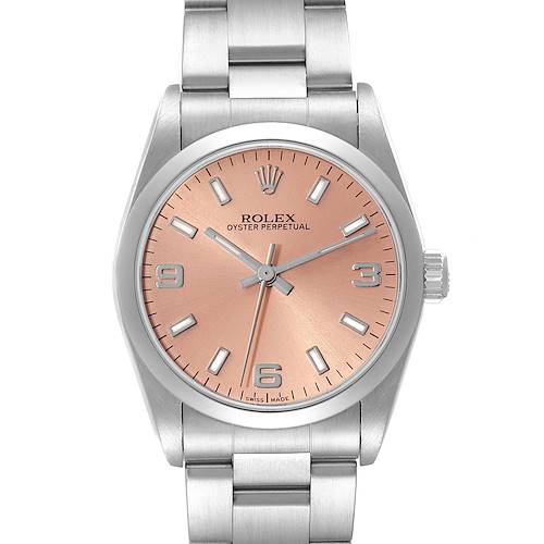 Photo of Rolex Oyster Perpetual Midsize Salmon Dial Steel Ladies Watch 77080 Box Papers