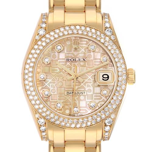 Photo of Rolex Pearlmaster Yellow Gold Anniversary MOP Diamond Ladies Watch 81358