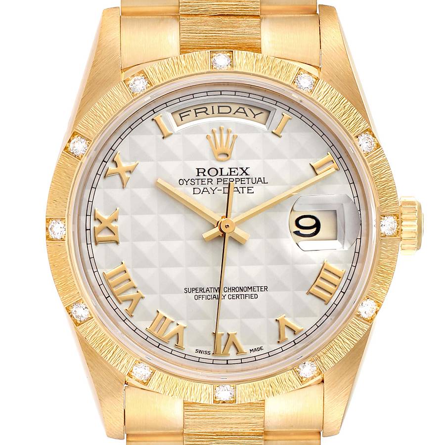 Rolex President Day-Date Yellow Gold Diamond Mens Watch 18308 SwissWatchExpo