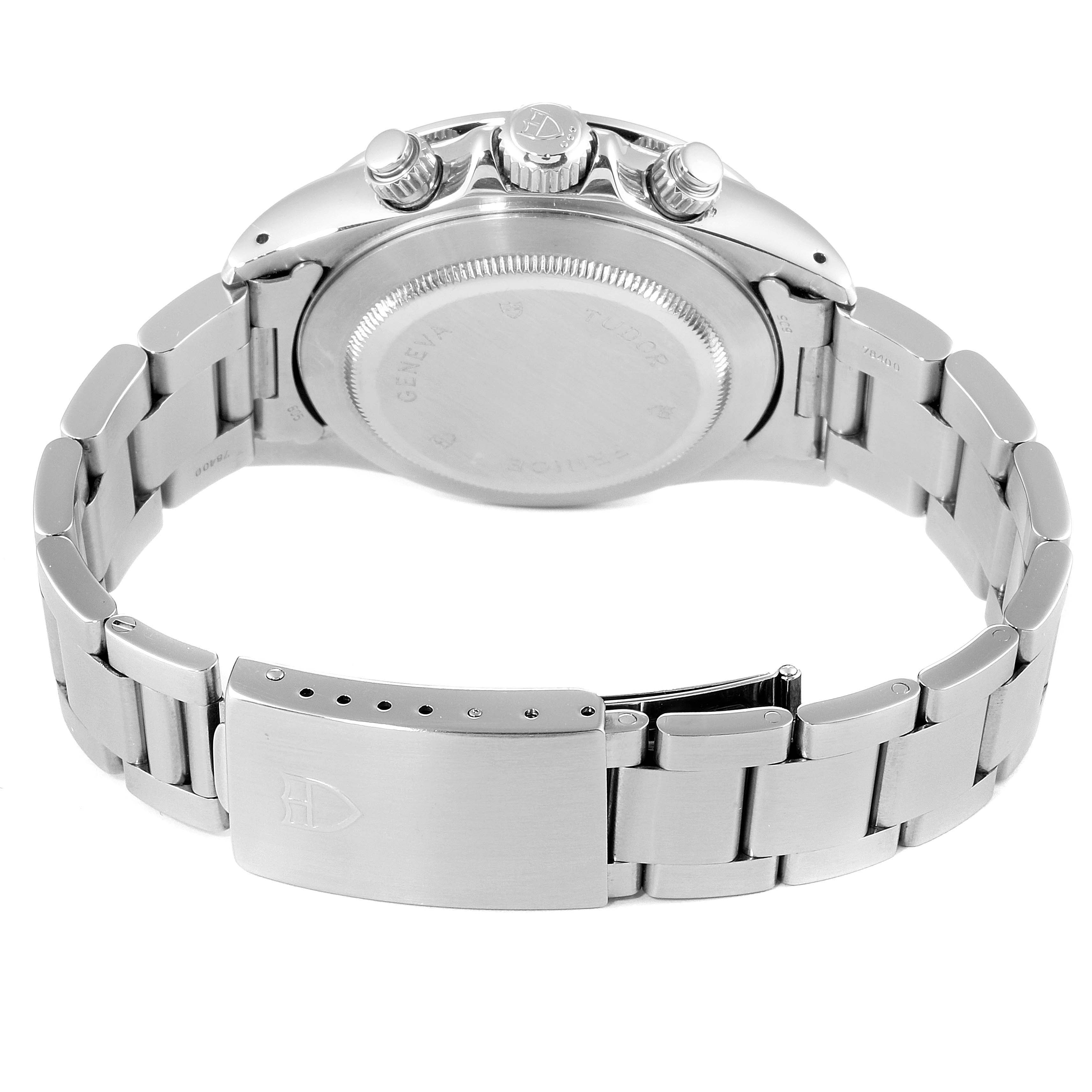 This image shows the back case and bracelet clasp of a Tudor Prince 79280 Men
s Stainless Steel Silver Dial 79280 Men
s Stainless Steel Silver Dial model watch at a rear angle.