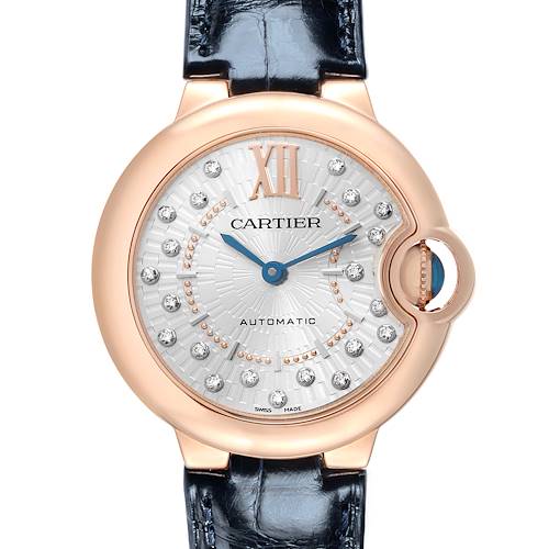 Photo of Cartier Ballon Bleu 33 Automatic Rose Gold Mens Watch WGBB0052 Card