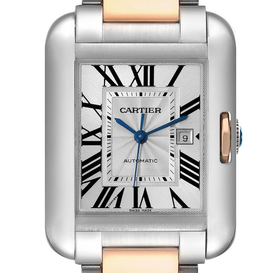 Cartier Tank Anglaise Large Steel Rose Gold Mens Watch W5310037 Papers SwissWatchExpo