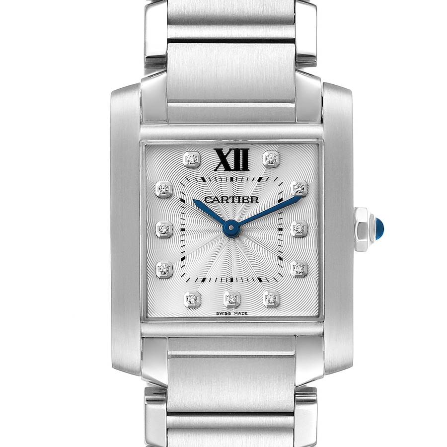 Cartier Tank Francaise Midsize Diamond Steel Ladies Watch WE110007 +1 extra link SwissWatchExpo