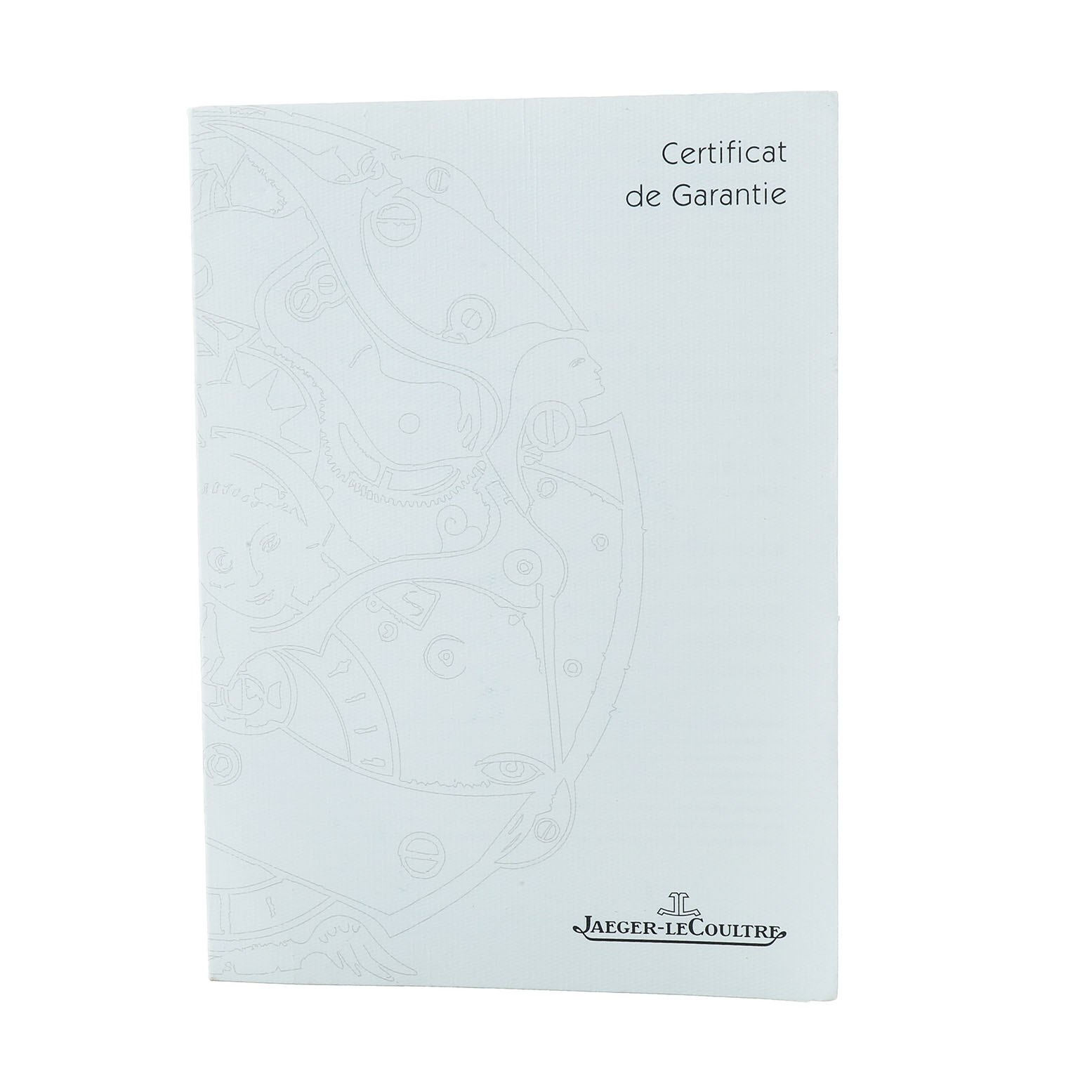 The image shows a Jaeger-LeCoultre Master model warranty certificate viewed from the front.