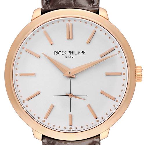 Photo of Patek Philippe Calatrava 18K Rose Gold Silver Dial Mens Watch 5123 5123R