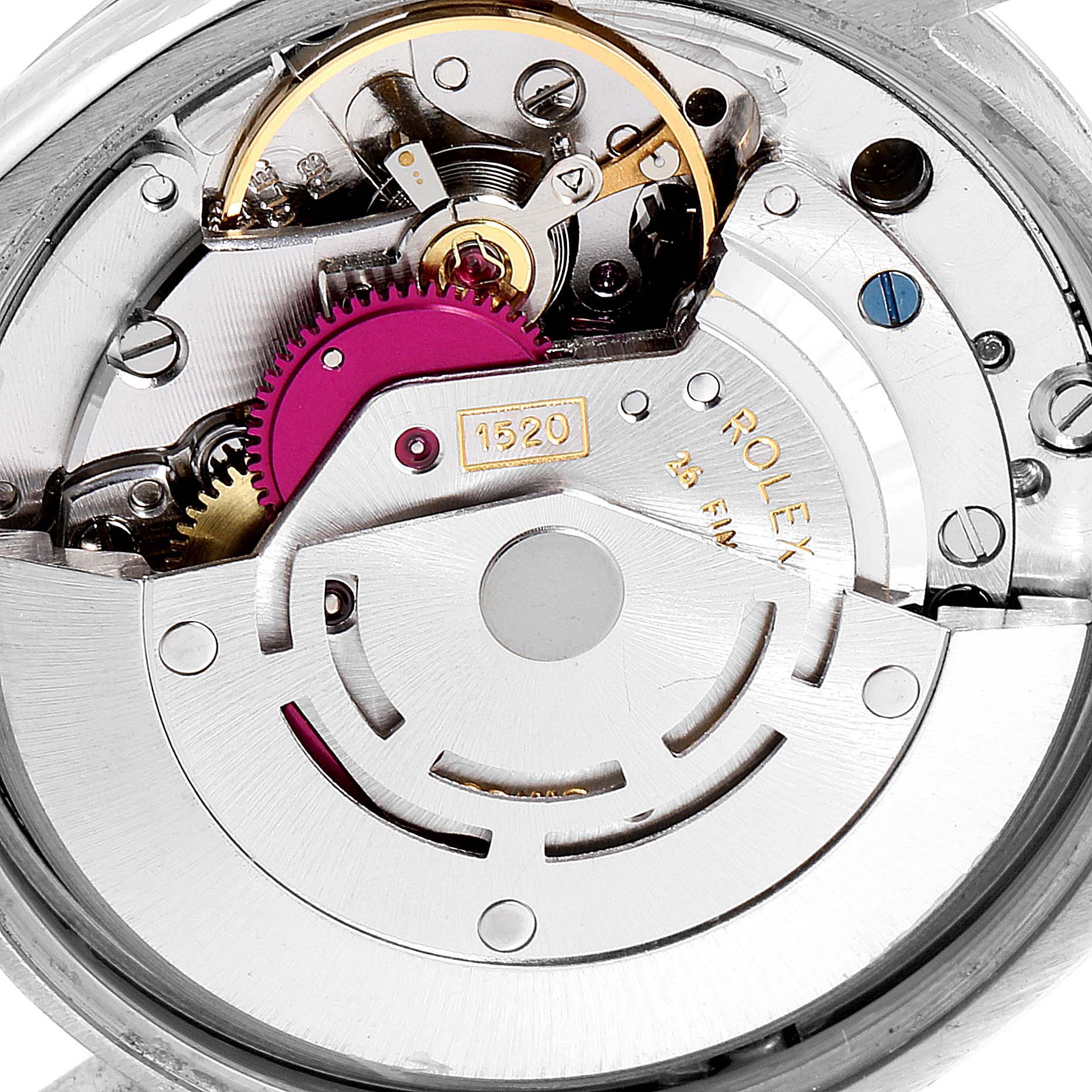 This image shows the internal mechanical movement of a Rolex Air-King 5500 Men's Stainless Steel Silver Dial 5500 Men's Stainless Steel Silver Dial watch, specifically the 1520 caliber.