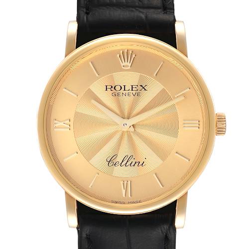 Photo of Rolex Cellini Classic 18K Yellow Gold Decorated Dial Watch 5115 Card