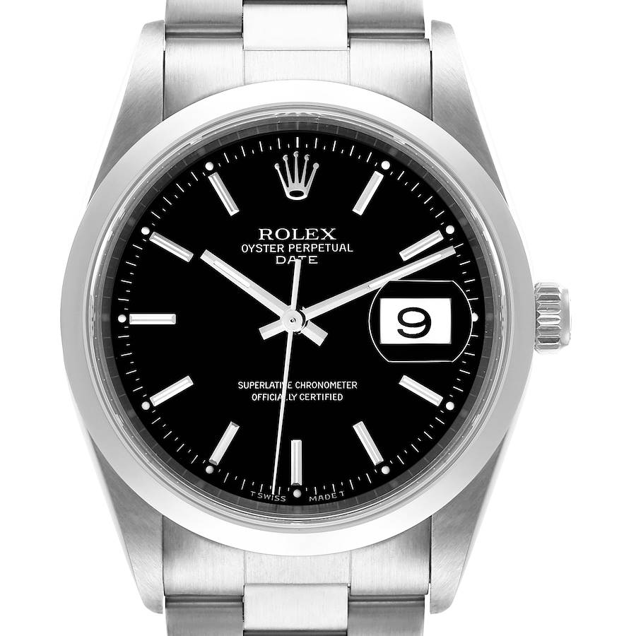 Rolex Date Black Dial Oyster Bracelet Steel Mens Watch 15200 Box Papers SwissWatchExpo