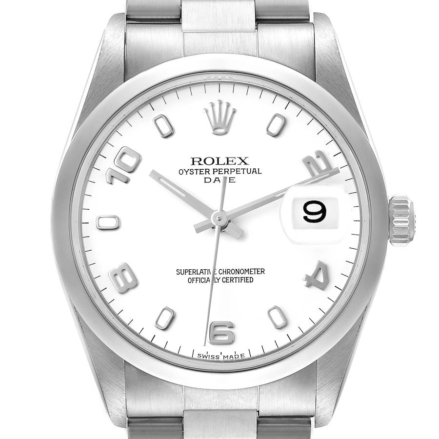 Rolex Date White Dial Oyster Bracelet Steel Mens Watch 15200 Box Papers SwissWatchExpo