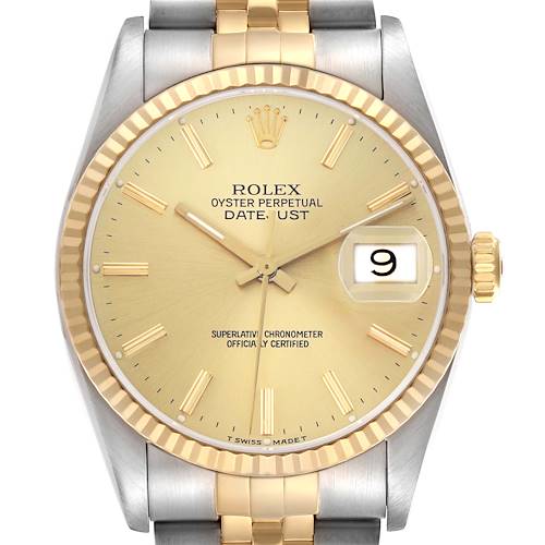 Photo of Rolex Datejust 36 Steel Yellow Gold Champagne Dial Mens Watch 16233