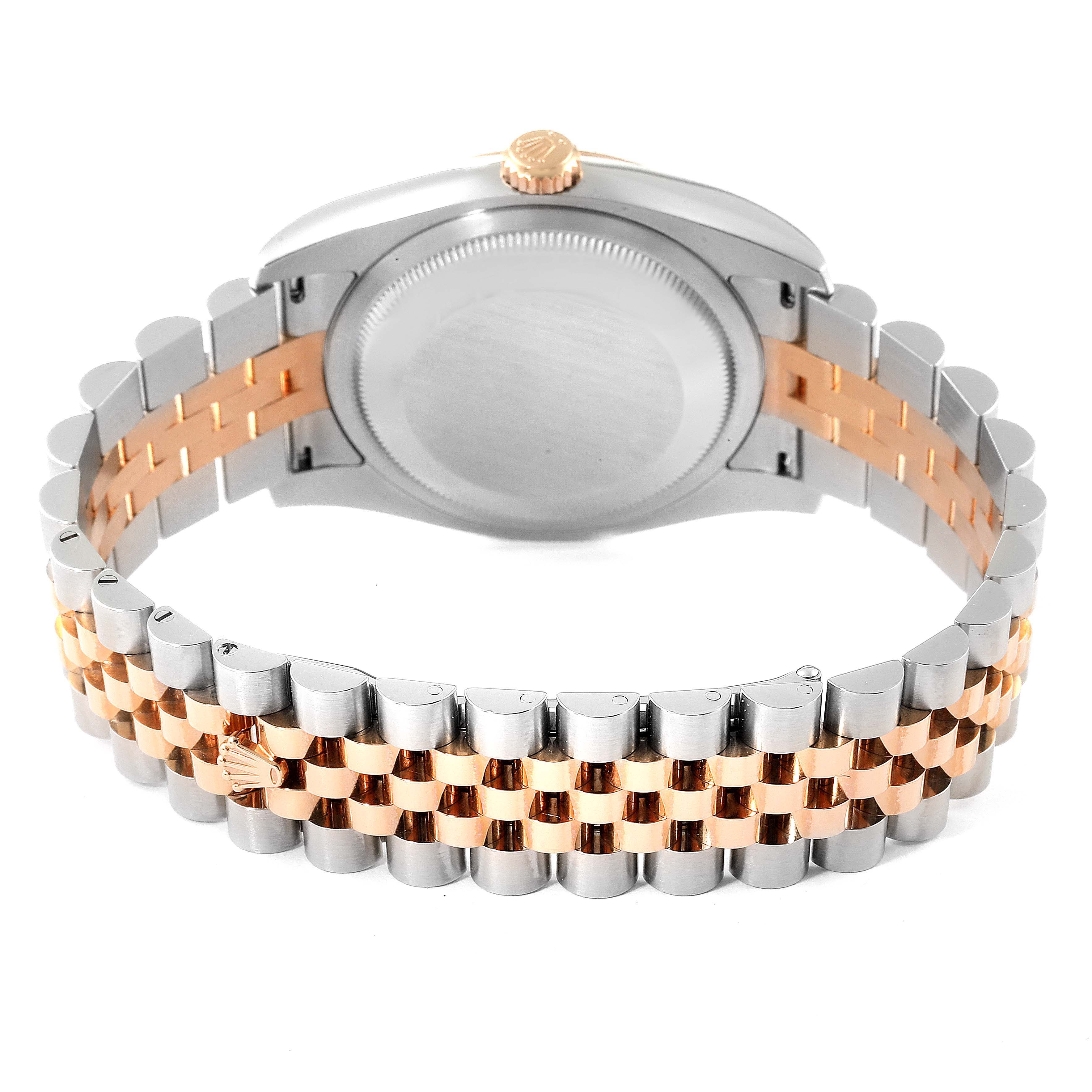 The image shows the back view of the case and bracelet of a Rolex Datejust 116231 Men's Steel and Gold (two tone) White Dial 116231 Men's Steel and Gold (two tone) White Dial watch.