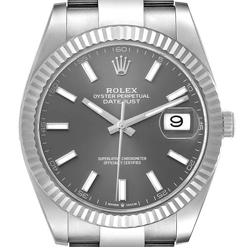 Photo of Rolex Datejust 41 Steel White Gold Rhodium Dial Mens Watch 126334 Box Card