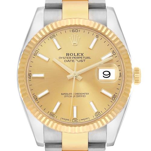 Photo of Rolex Datejust 41 Steel Yellow Gold Champagne Dial Mens Watch 126333 Box Card