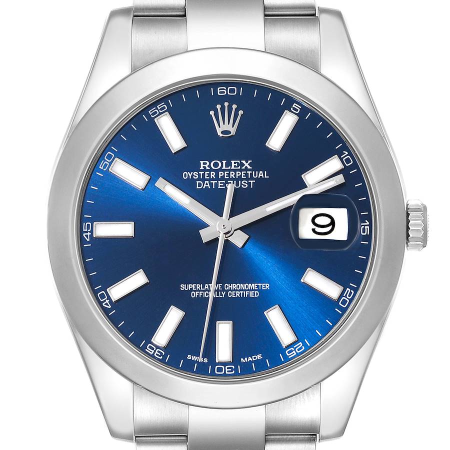 Rolex Datejust II 41 Blue Dial Oyster Bracelet Steel Mens Watch 116300 SwissWatchExpo