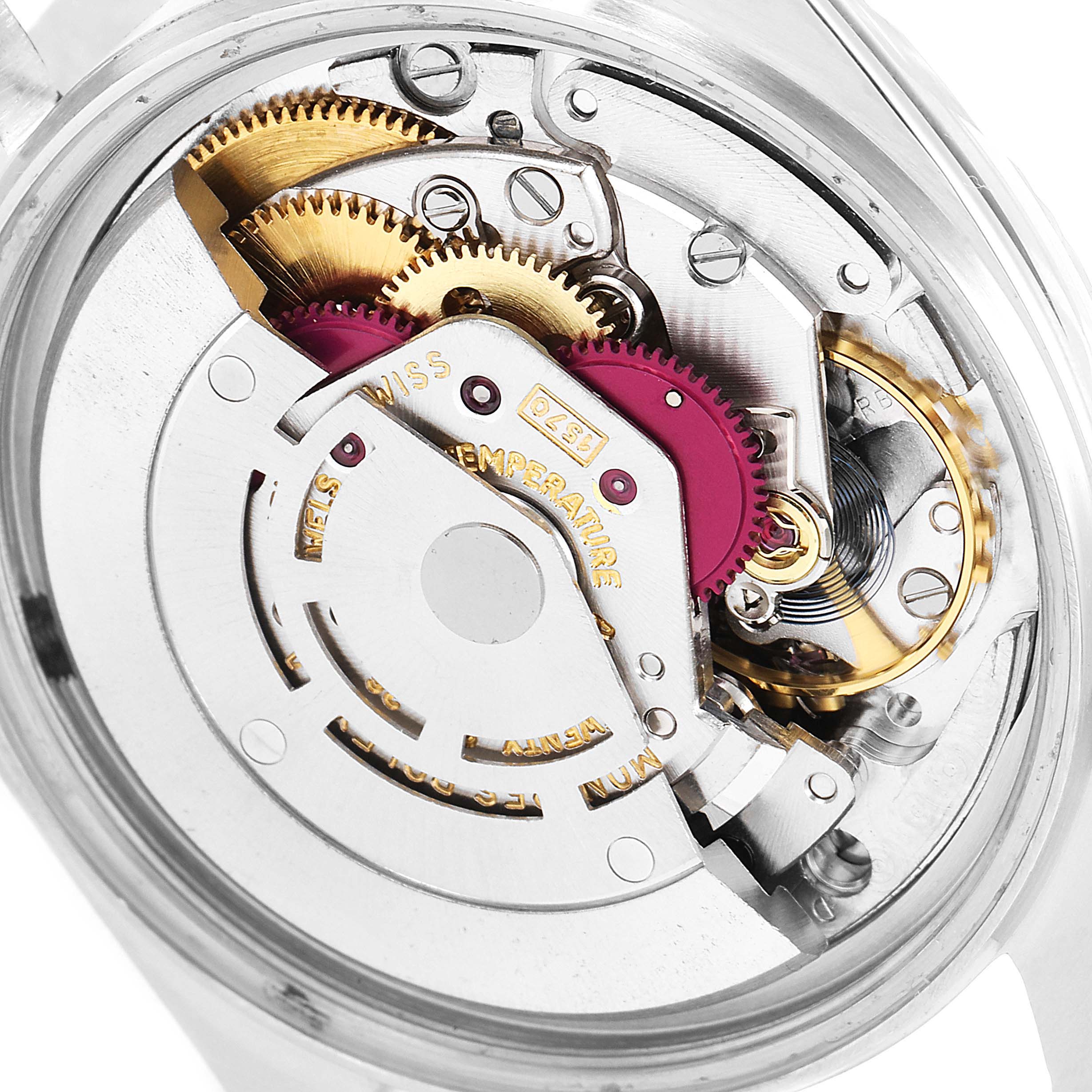 The image shows the internal mechanical movement of a Rolex Vintage Collection 1601 Men's Stainless Steel Grey Dial 1601 Men's Stainless Steel Grey Dial watch from a close-up, top-down angle.