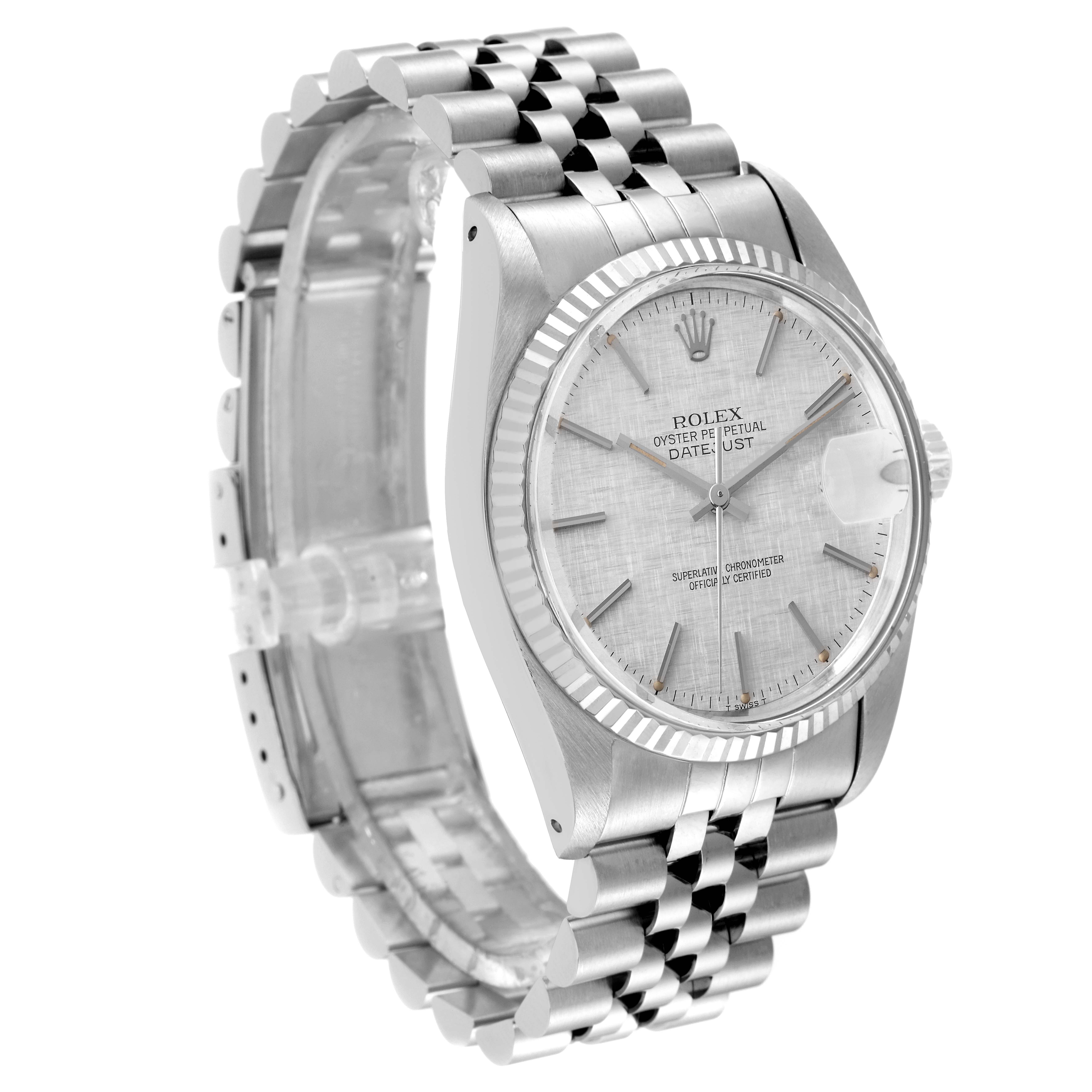 The Rolex Vintage Collection 16014 Men
s Stainless Steel Silver Dial 16014 Men
s Stainless Steel Silver Dial model is shown at a three-quarter angle, highlighting the watch face, bezel, and bracelet.