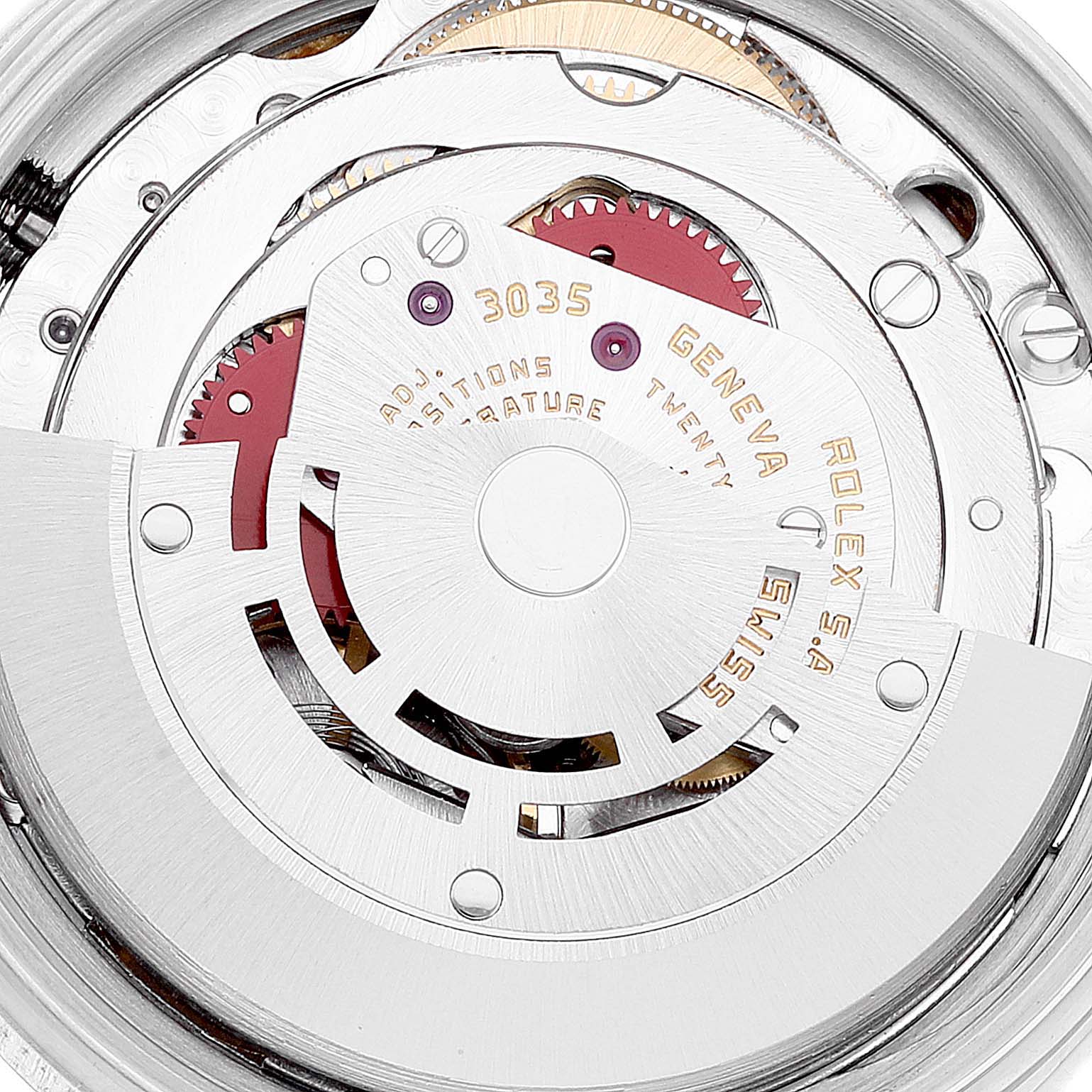 This image shows the inner mechanics and movement parts of the Rolex Vintage Collection 16014 Men
s Stainless Steel Silver Dial 16014 Men
s Stainless Steel Silver Dial model, captured from the back.