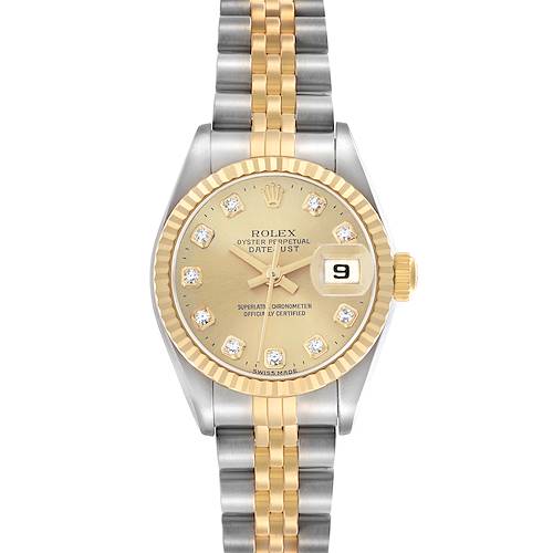 Photo of Rolex Datejust Steel Yellow Gold Diamond Dial Ladies Watch 79173 Papers