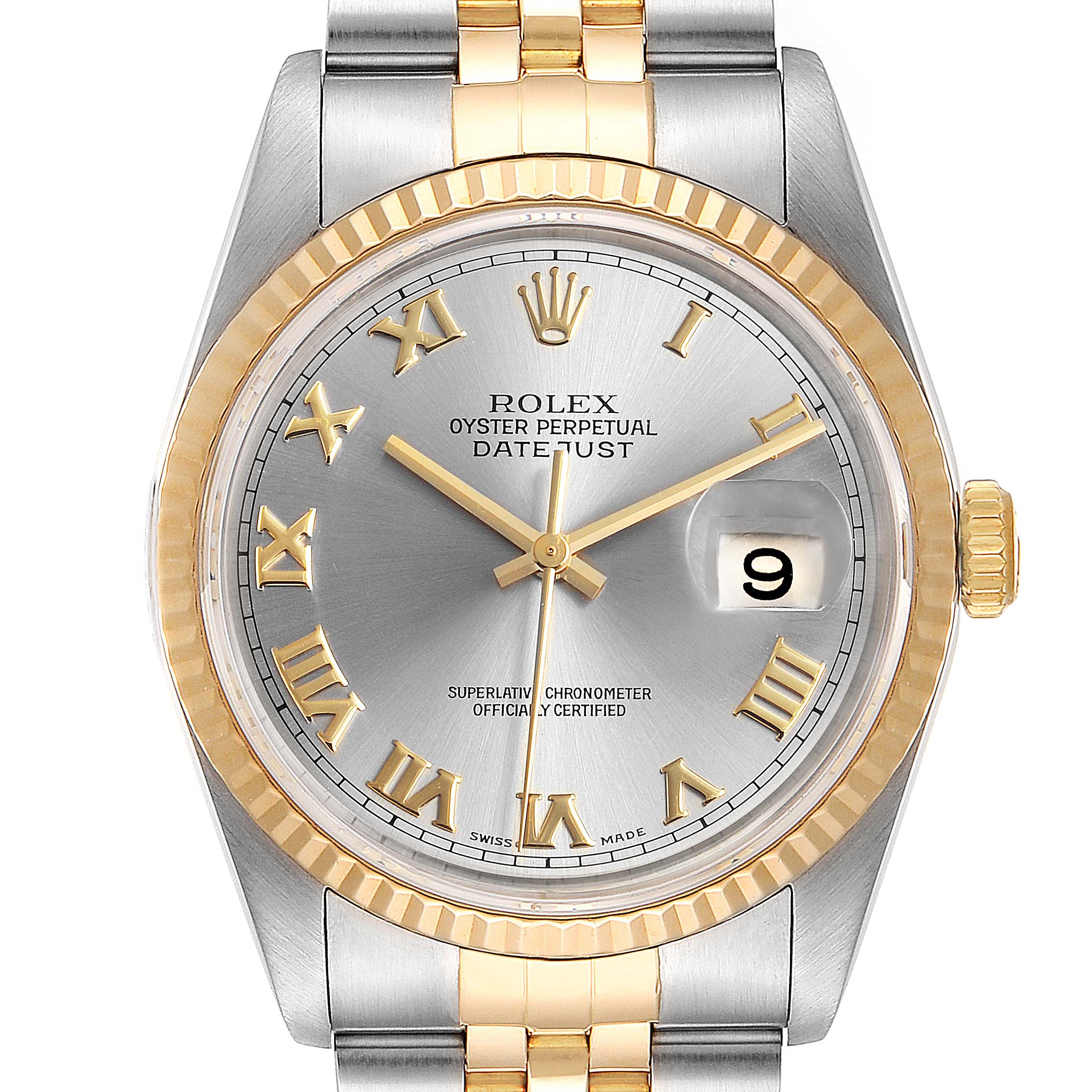 Rolex Datejust Steel Yellow Gold Slate Dial Mens Watch 16233 ...