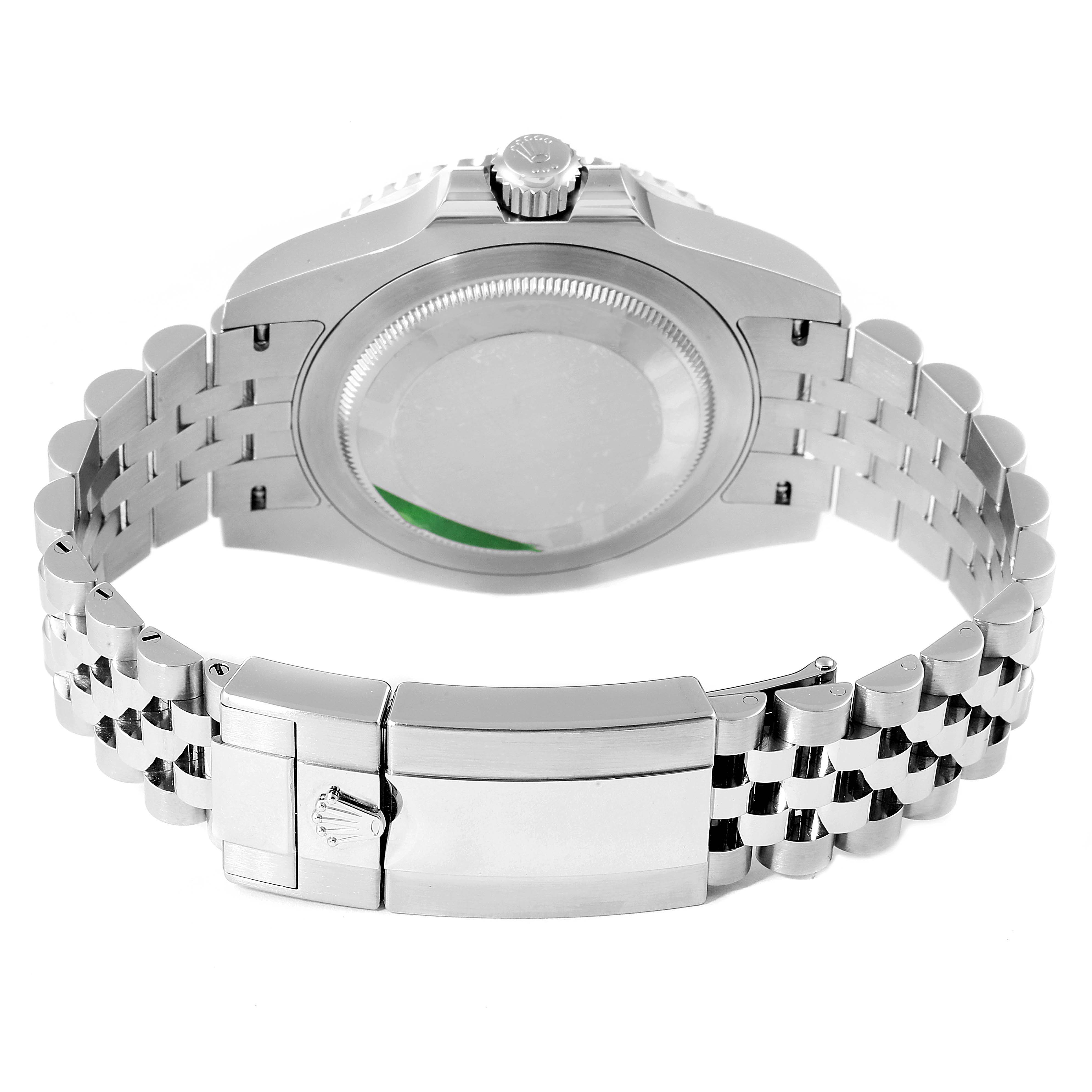 The image shows the back view of a Rolex GMT-Master 126710 Men
s Stainless Steel Black Dial 126710 Men
s Stainless Steel Black Dial watch, highlighting the case back, bracelet, and clasp.