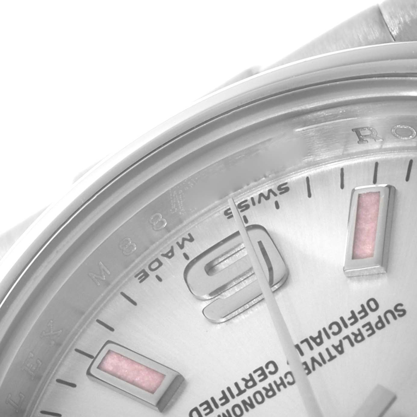 The close-up image shows the dial, hands, and part of the bezel of the Rolex Oyster Perpetual 176200 Women
s Stainless Steel Silver Dial 176200 Women
s Stainless Steel Silver Dial watch.