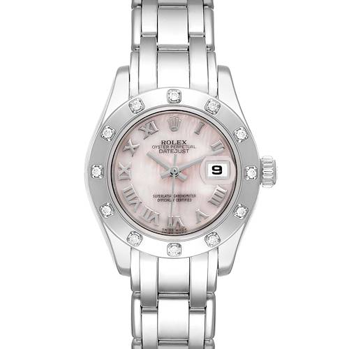 Photo of Rolex Pearlmaster White Gold Mother of Pearl Diamond Ladies Watch 80319