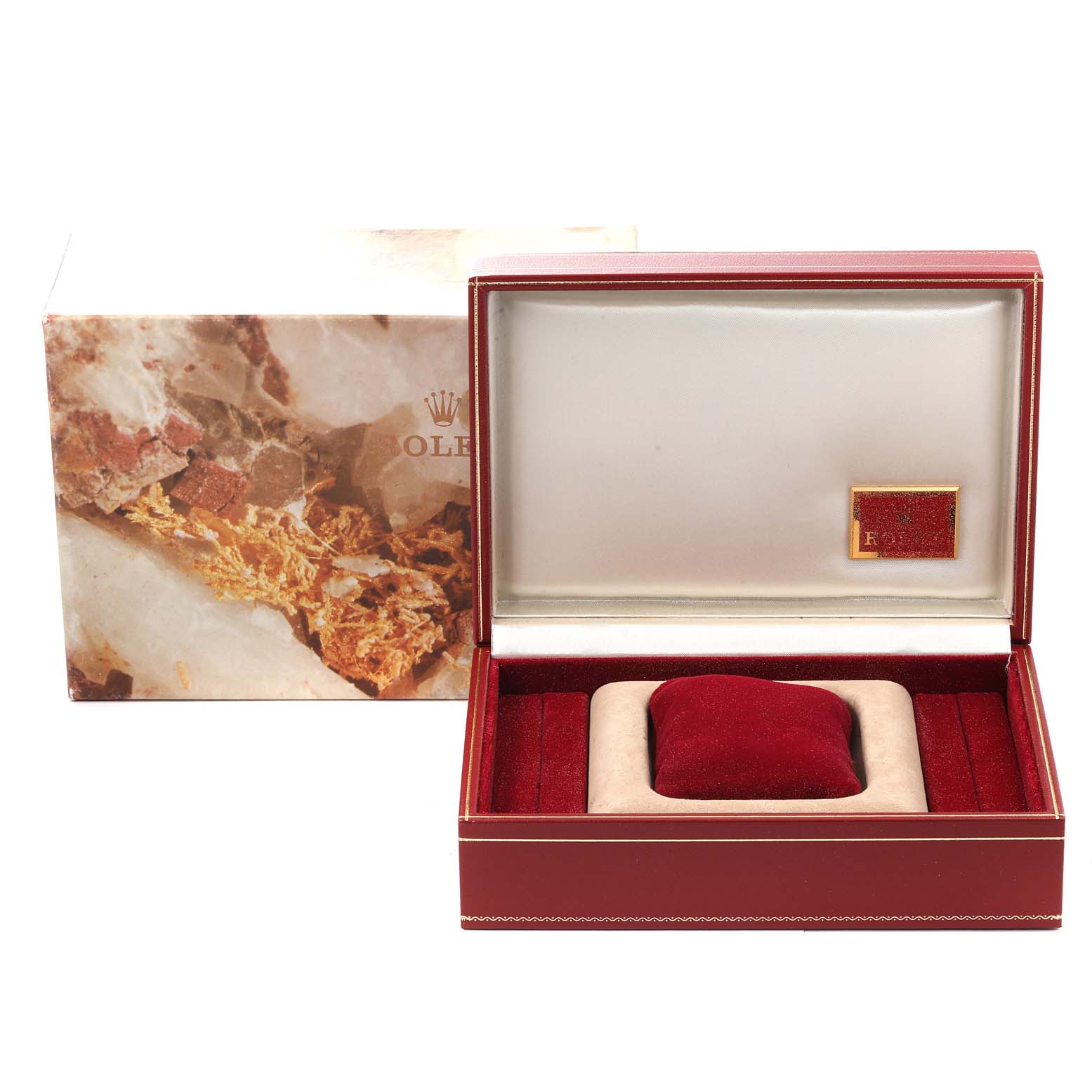 The image shows the packaging for a Rolex President 69178 Women
s Yellow Gold Champagne Dial 69178 Women
s Yellow Gold Champagne Dial model, including the watch box and its outer box.