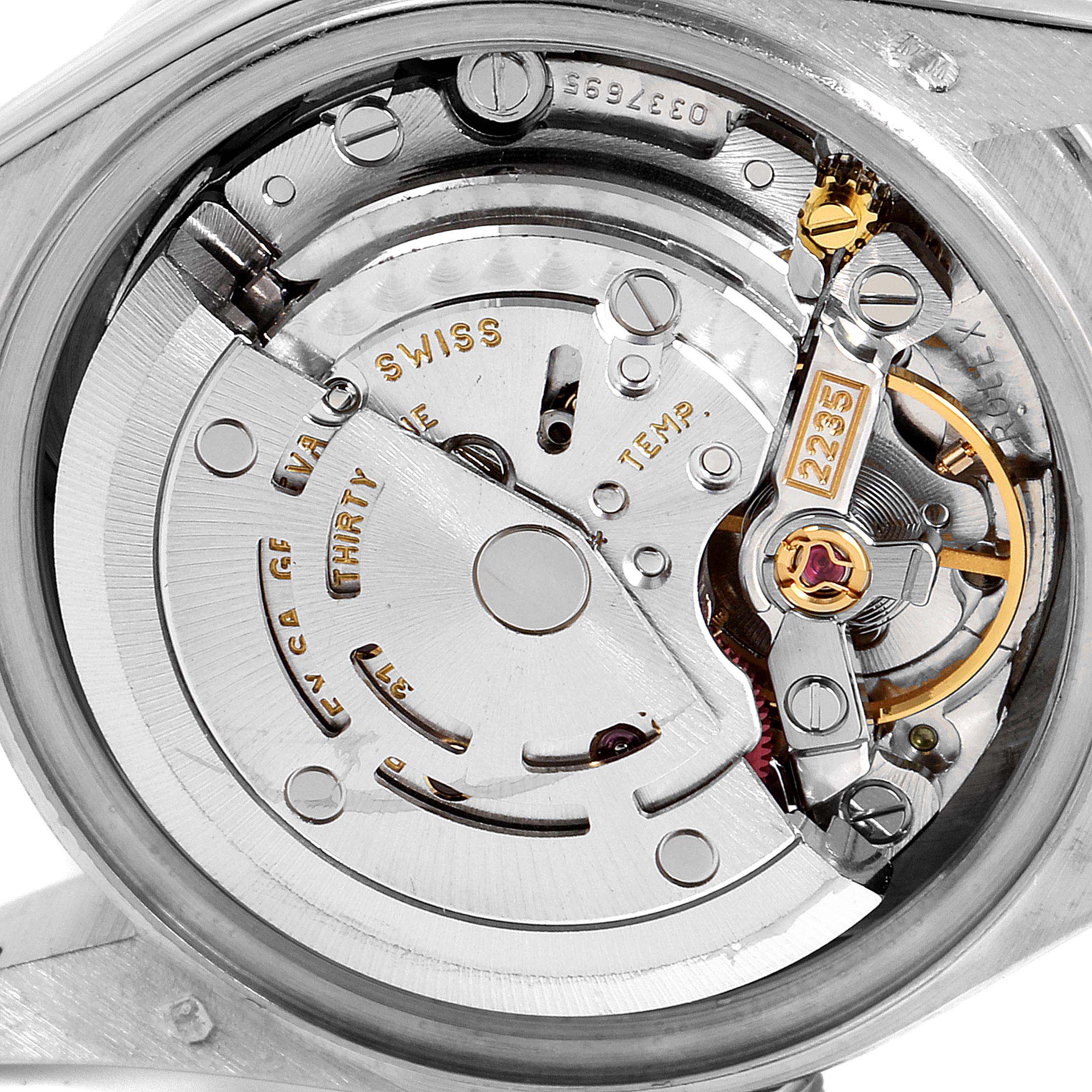 This image shows the internal movement mechanism of the Rolex President 79159 Women
s White Gold Champagne Dial 79159 Women
s White Gold Champagne Dial model watch.