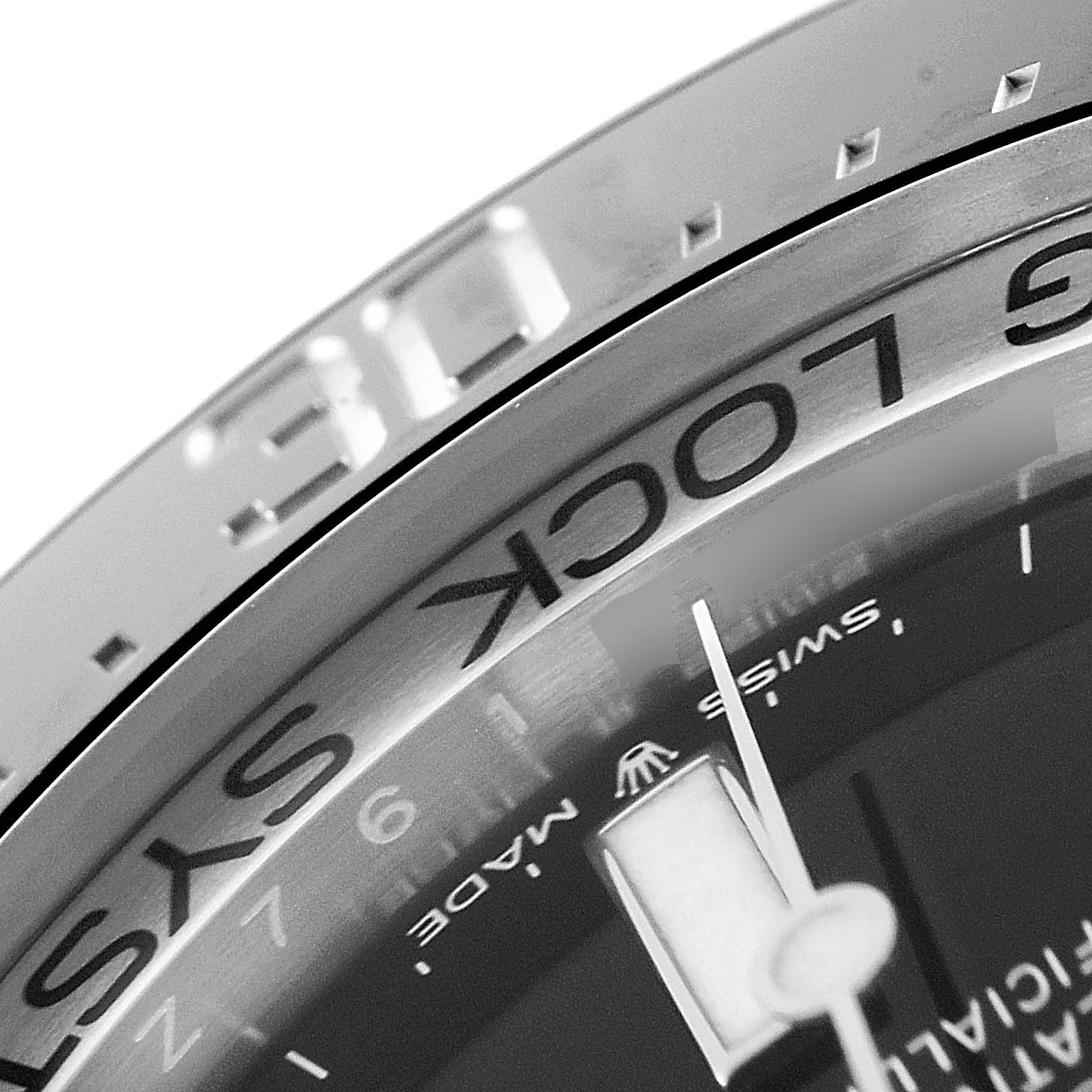 The image shows a close-up, partial view of the dial and bezel of the Rolex Sea-Dweller 126660 Men
s Stainless Steel Blue Dial 126660 Men
s Stainless Steel Blue Dial watch.