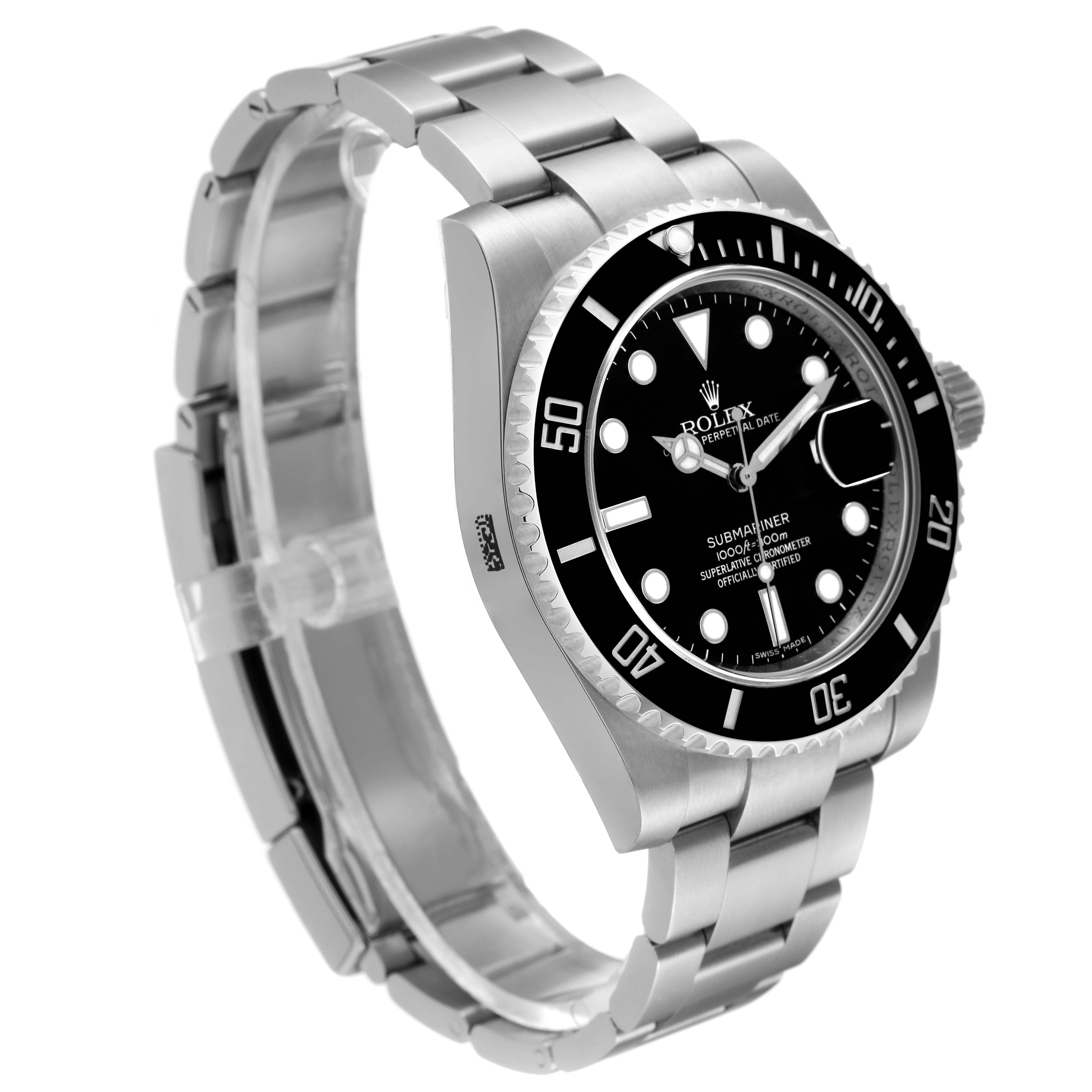 This image shows a Rolex Submariner 116610 Men's Stainless Steel Black Dial 116610 Men's Stainless Steel Black Dial watch at a three-quarter angle, featuring the dial, bezel, case, and bracelet.