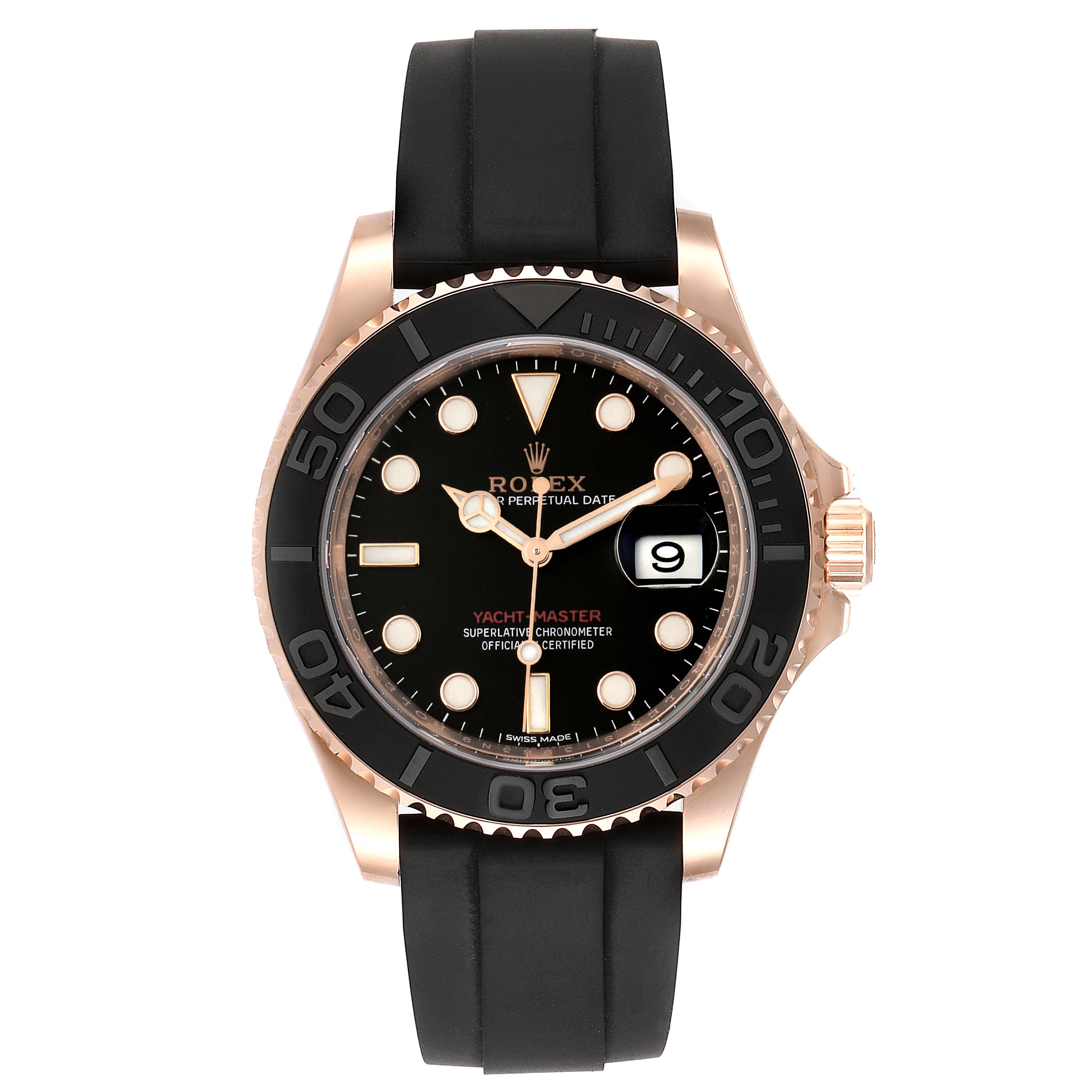 Rolex Yachtmaster 40mm Everose Gold Rubber Strap Watch 116655 ...