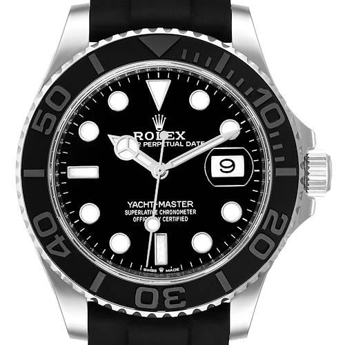 Photo of Rolex Yachtmaster White Gold Oysterflex Bracelet Watch 226659 Box Card