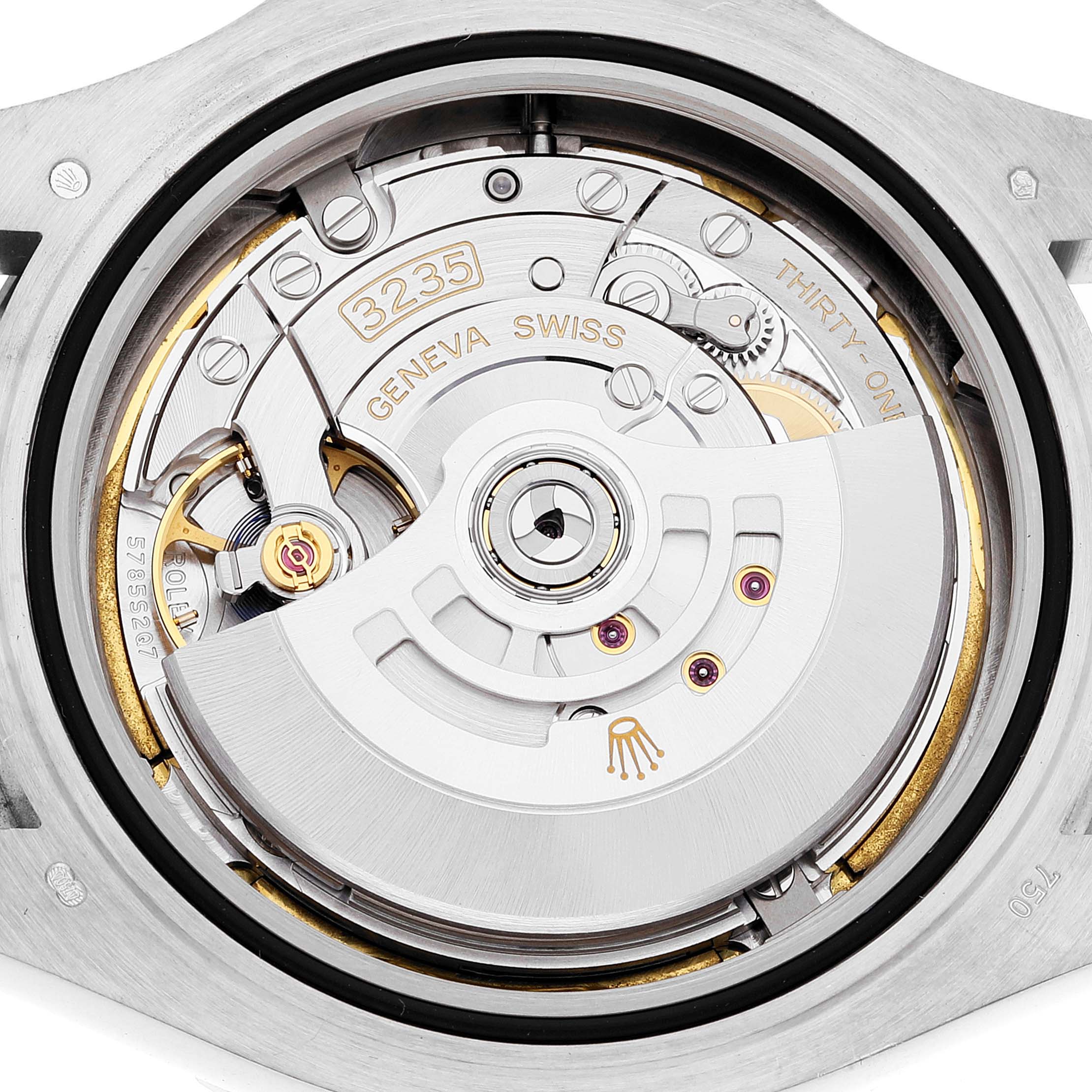 This image shows a close-up of the movement mechanism of a Rolex Yacht-Master 226659 Men
s White Gold Black Dial 226659 Men
s White Gold Black Dial watch.