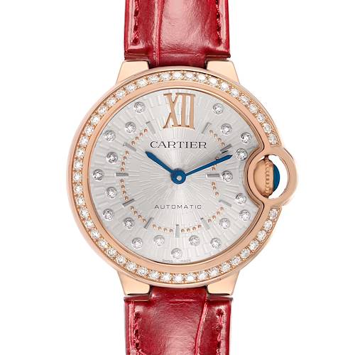 Photo of Cartier Ballon Bleu 33 Rose Gold Diamond Ladies Watch WJBB0080 Card