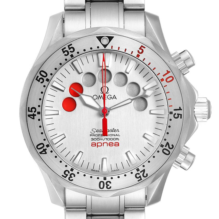 Omega Seamaster Apnea Jacques Mayol Silver Dial Mens Watch 2595.30.00 SwissWatchExpo