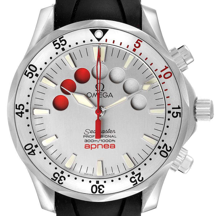 Omega Seamaster Apnea Jacques Mayol Silver Dial Mens Watch 2895.30.91 SwissWatchExpo