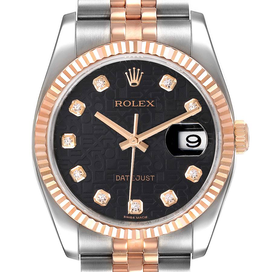 Rolex Datejust 36mm Dial Steel Rose Gold Diamond Watch 116231 Box Card SwissWatchExpo